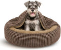 Small Dog Bed with Attached Blanket, Cozy Donut Cuddler Anti-Anxiety Hooded Pet by SIWAMARY