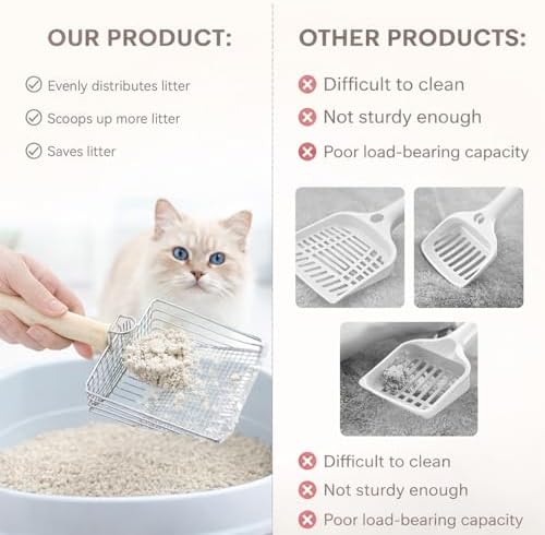 Metal Cat Litter Scoop Stainless Steel Pellet Kitty Litter Scoop Dual Sifting - Image 6