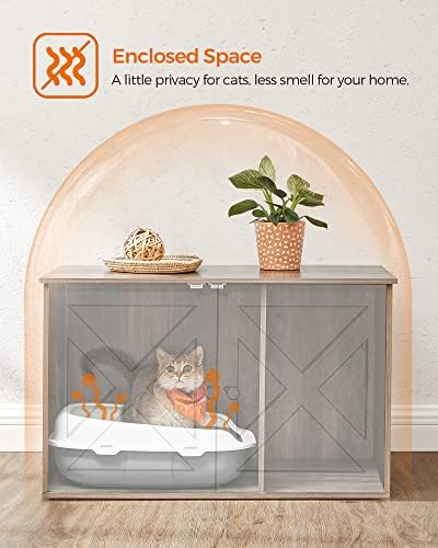 Feandrea Cat Litter Box Enclosure, End Table, 31.5 x 20.9 x 19.7 Inches - Image 4