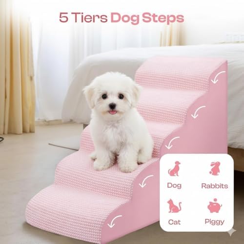Miorun Dog Stairs for High Beds, 24.5" Foam Pet Ramp Step for Small Dogs - Image 7