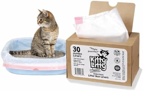 Cat Litter Box Liners 30 Count Drawstring Kitten Waste Bag by Kitty+Litty