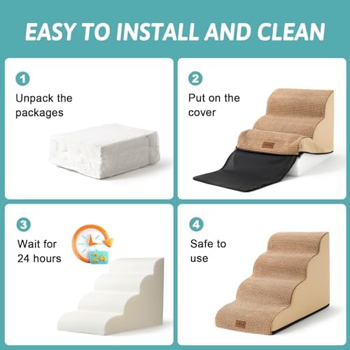 COZY KISS Dog Stairs for Small Dog 19.7" H, 4 Step Pet Ramp for Bed - Image 3