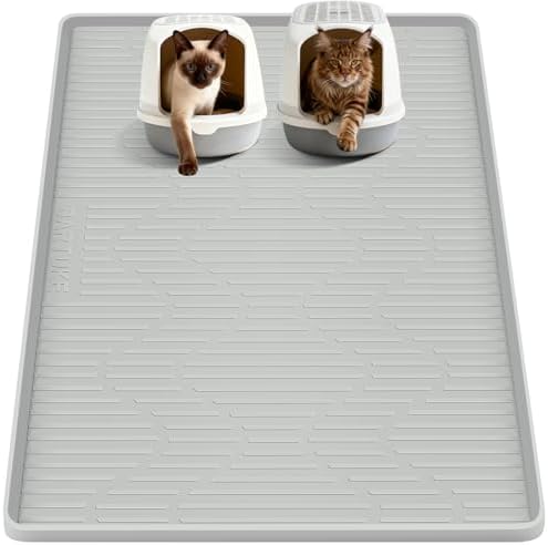 Silicone Cat Litter Box Mat 55"x 38" Extra Large Cat Rubber Mat by Bartuke