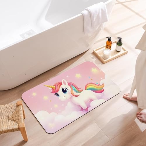 Cute Unicorn Bathroom Rugs, Non Slip Quick Dry Princess Pink Bath Mats - Image 3