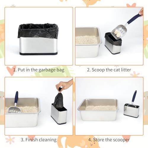 Metal Cat Litter Scoop with Holder, Stainless Steel Caddy - Image 3