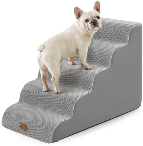 COZY KISS Wide Dog Stair for Small Dog 22.6" H, 5 Step Pet Ramp for Bed by COZYKISS