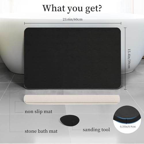 THMINS Black Stone Bath Mat - Image 4