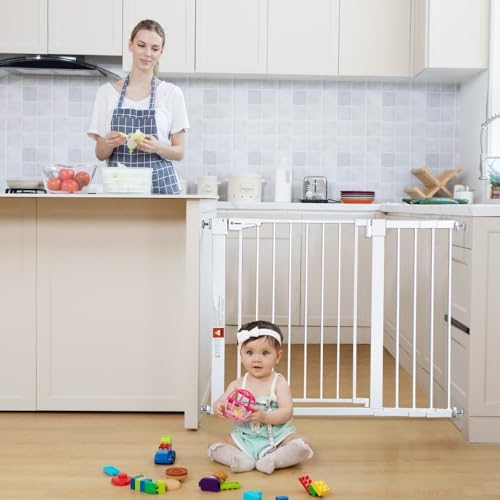 COMOMY 30" Tall Baby Gate for Stairs Doorways, Fits 29.5" to 43.3" Openings - Image 2