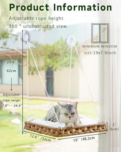 SETVSON Cat Window Perch 2-in-1 Cat Window Hammock Bed, Wall Shelves - Image 5