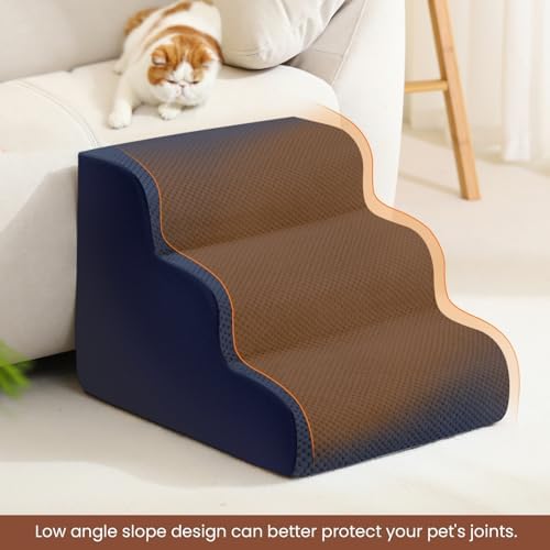 Dog Stairs for Small Dogs, 3 Tiers High Density Foam Dog Ramp, Extra Wide - Image 4