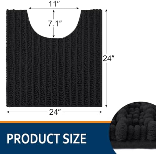 Smiry Bathroom Toilet Rugs U Shaped 24x24, Chenille Bath mats - Image 2