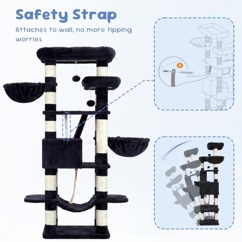 Heybly Cat Tree, 68 inch Multi-Level Cat Tower - Image 6