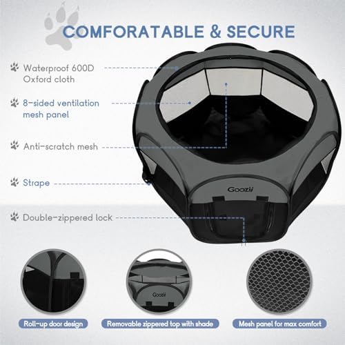 Goozii Portable Dog Playpen for Large Dogs, Collapsible Puppy Pet Cat Playpen - Image 5