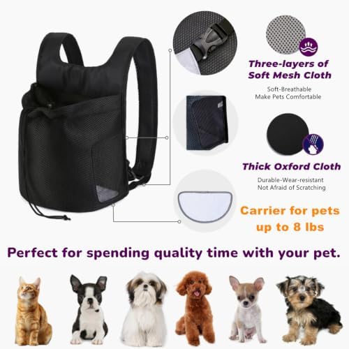 Dog Front Carrier Backpack, Ventilated Mesh Puppy Back Pack - Image 3