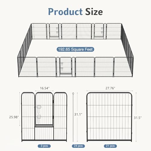 DUMOS Dog Playpen 32 Inch 24 Panels Indoor Outdoor Metal Pet Fence - Image 5