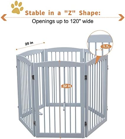 PUPETPO Freestanding Pet Gate for Dogs, Indoor Wooden Foldable Dog Gate for - Image 6