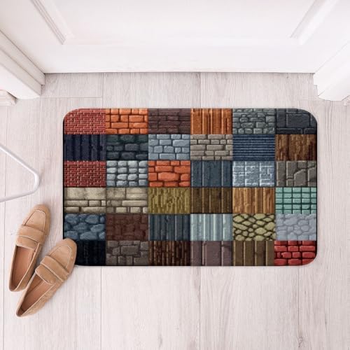 Manfei Cartoon Gamepad Microfiber Bathroom Rugs, Block Theme Non Slip Bath Mat by Manfei