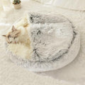 Cat Bed Round Fluffy Hooded Cat Bed Cave, Anti-Anxiety Cave Bed by Unknown