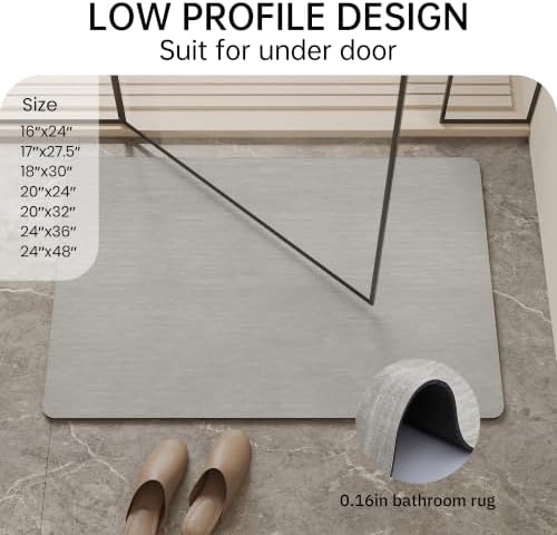 Mecko Bath Mat Ultra Thin Light Grey - Image 2