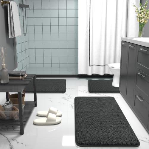 OLANLY Memory Foam Large Bathroom Rugs 59x35, Absorbent Bath Mat, Dark Grey - Image 7