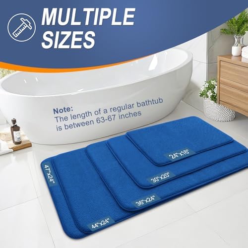 OLANLY Memory Foam Bathroom Rugs 30x20, Absorbent Bath Mat, Deep Navy Blue - Image 5