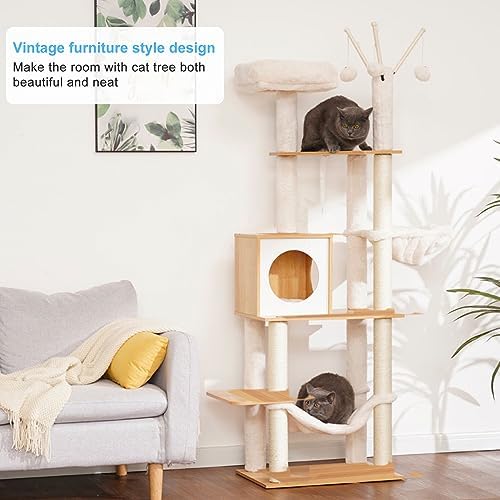 Hey-brother Wooden Cat Tree Tower - Image 2