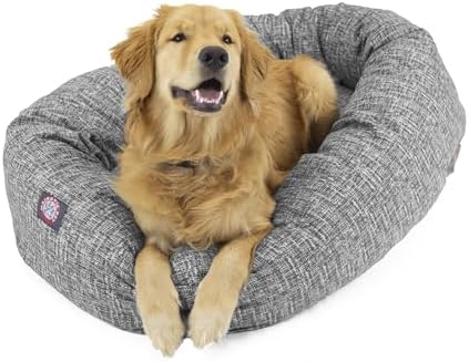 Majestic Pet Bagel Calming Dog Bed, 40 in Large, Lt. Black by MajesticPet