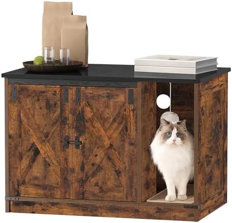 Hzuaneri Cat Litter Box Enclosure, Hidden Litter Box Cabinet Furniture by Hzuaneri