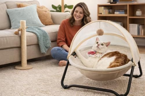 Cat Bed, Pet Hammock Bed for Cats and Dogs, Comfortable and Breathable Elevated - Image 2