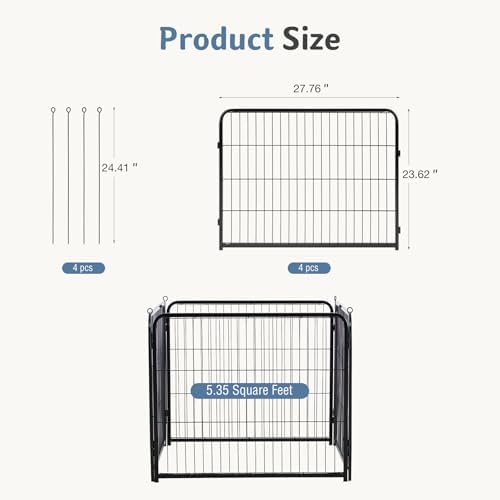 DUMOS Dog Playpen 24 Inch 4 Panels Indoor Outdoor Metal Pet Fence - Image 5