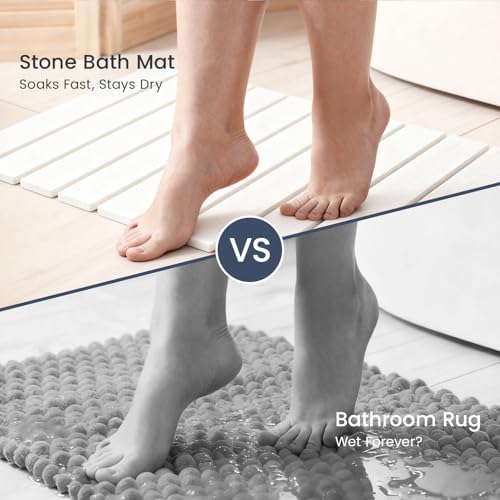 Meowoo Foldable Stone Bath Mat, 23.6"x15.3" Diatomaceous Earth Mat - Image 6