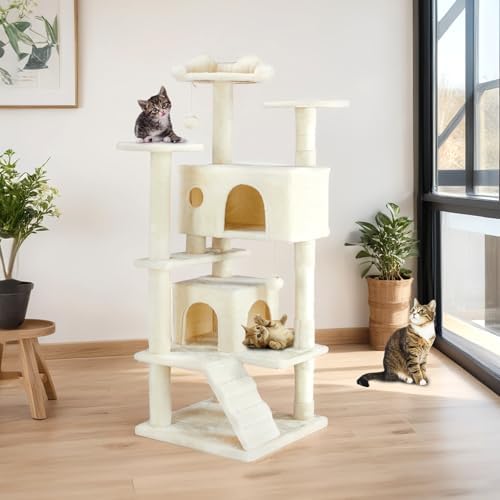 FluffyDream Cat Tree Tower for Indoor Cats, 54 Inches Multi-Level Activity Cat - Image 2