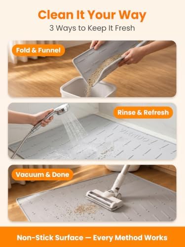 Silicone Cat Litter Mat Large 47"x37", Traps Litte&Easy to Clean，Gray - Image 5