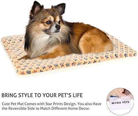 Mora Pets Dog Bed Crate Pad Ultra Soft Pet Mat Star Print 22 Inch Brown - Image 3