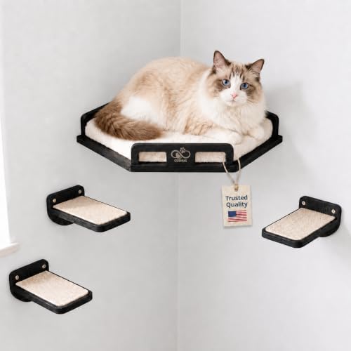 Cat Wall Shelves, Solid Wood Corner Bed, 3 Steps by CUBHUG