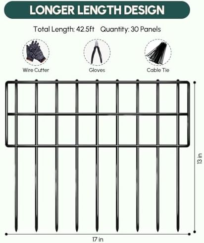 42.5ft x 13in Garden Fence Animal Barrier, 30 Panels No Dig Fence - Image 3