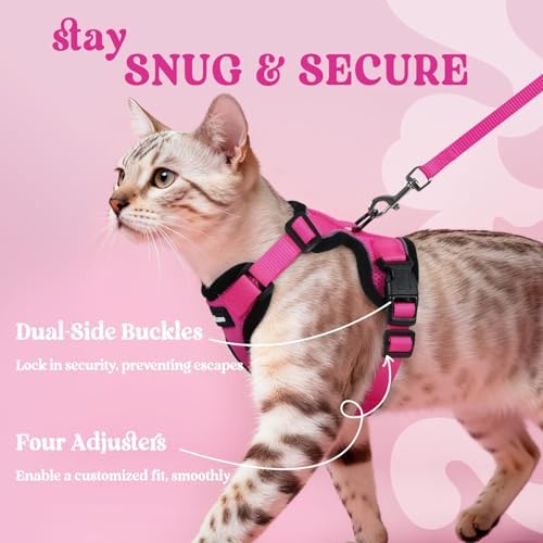 rabbitgoo Cat Harness and Leash Set, Escape Proof Vest, Rose Red - Image 6