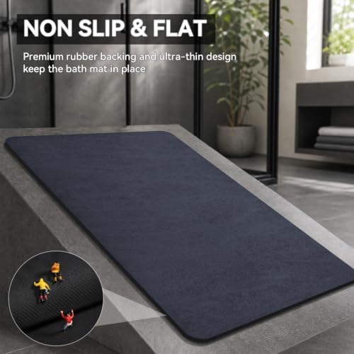 MontVoo -Bath Mat Rug-Rubber Backing Non Slip Quick Dry Absorbent Thin Bathroom - Image 4