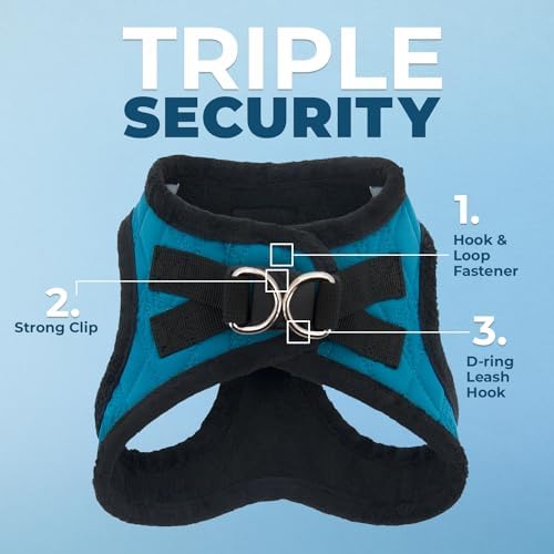 Voyager Step-in Plush Dog Vest Harness -Turquoise Plush - Image 2