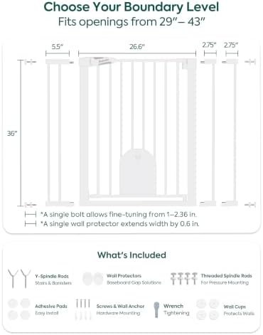 Babelio 36" Tall Dog Gate with Adjustable Cat Door, CatPrivilege I - Image 6
