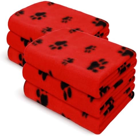 LINENLUX Fleece Dog Blankets 6-Pack, Soft Stretchy by LINENLUX