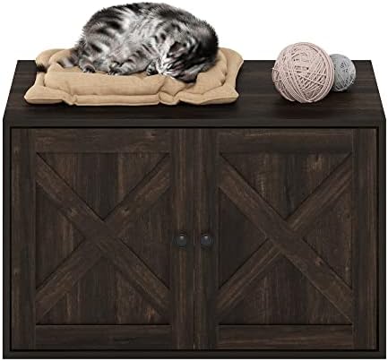 Furinno PELI Cat Litter Box Enclosure, Farmhouse Hidden Litter Box Furniture - Image 3