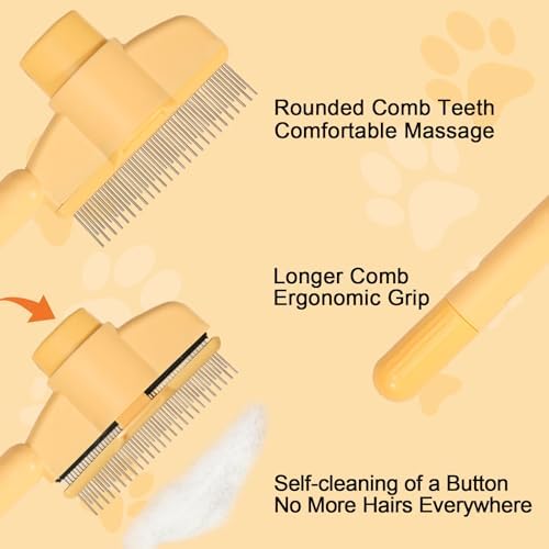 Dogs and Cats Comb with Release Button, Pet Hair Removal Tools with Safe - Image 4