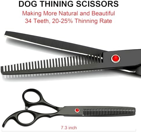 TINMARDA Dog Grooming Kit, Titanium Black Stainless Steel Dog Grooming Scissors - Image 2