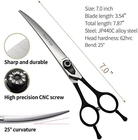 Dog Grooming Curved Scissors for Pets, Japan 440C Stainless Steel, Sharp Blade - Image 3