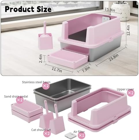 RIZZARI High-Sided Large Cat Litter Box: 2-Pack - Image 2