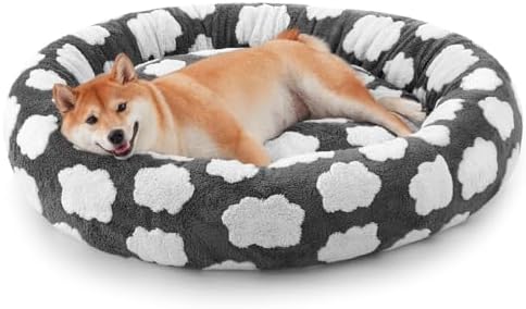JOEJOY Jacquard Donut Round Dog Beds Medium Sized Dog, Removable Washable Cover by JOEJOY