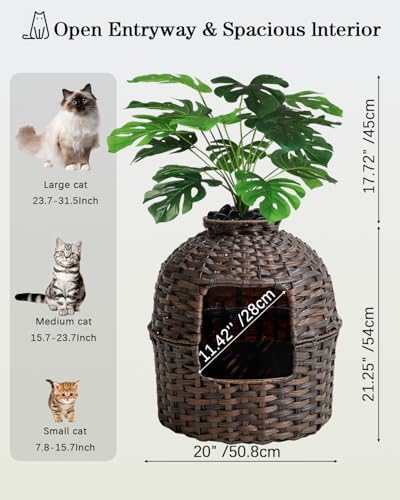 SETVSON Cat Litter Box Plant Furniture Enclosure, PE Rattan House - Image 5