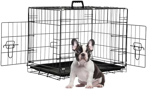 FDW | 24" Foldable Metal Dog Crate | Dark Black | Cage by FDW