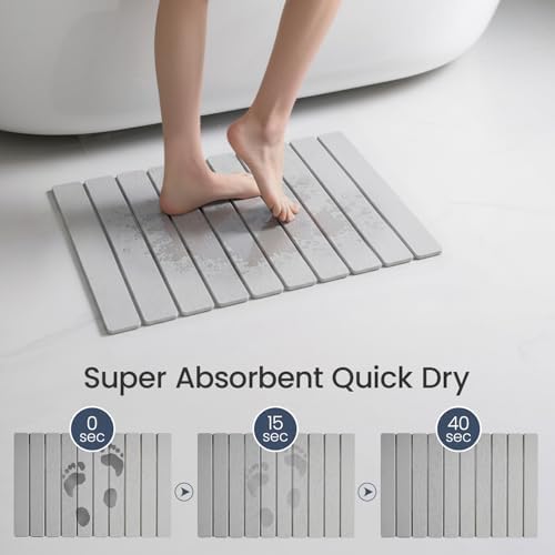 Meowoo Foldable Stone Bath Mat, 23.6"x15.3" Diatomaceous Earth Mat - Image 4